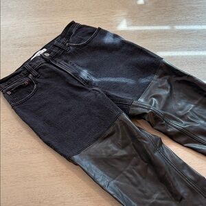 Abercrombie & Fitch Women’s Black and Faux Leather Jeans